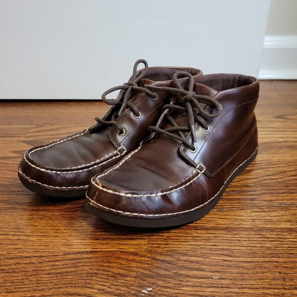 Ugg Kaldwell Brown Leather Chukka Ankle Boots, Men's 8.5, Vibram Rubber Sole - Picture 2 of 16